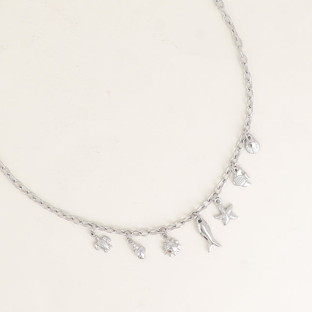Collier - poissons, coquillages, soleil, étoile de mer