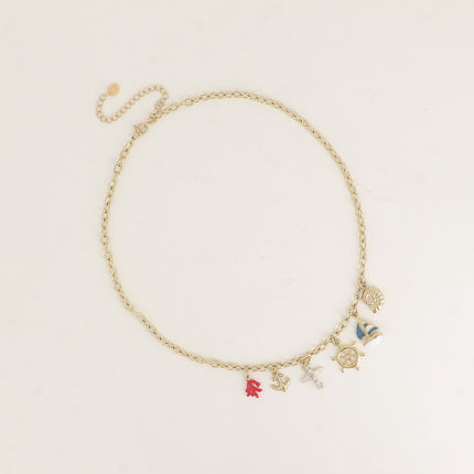 Collier - coquillage, voilier, gouvernail, avion, ancre, corail