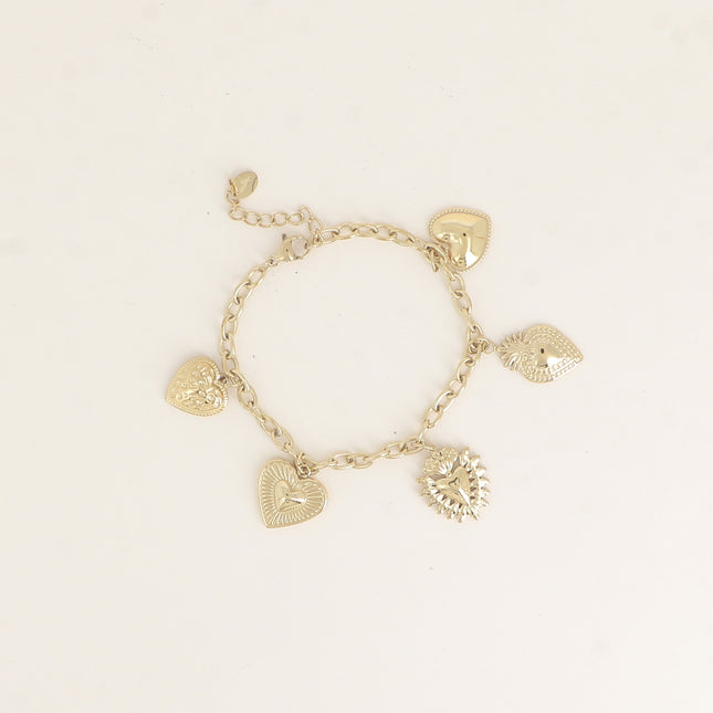 Bracelet - breloques coeurs pendants