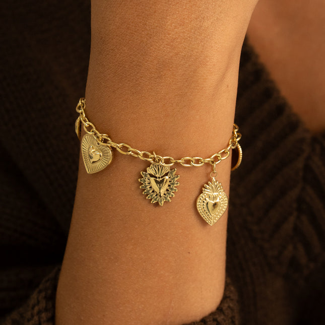 Bracelet - breloques coeurs pendants