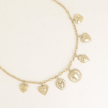 Necklace - dangling heart charms