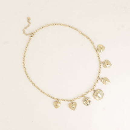 Necklace - dangling heart charms