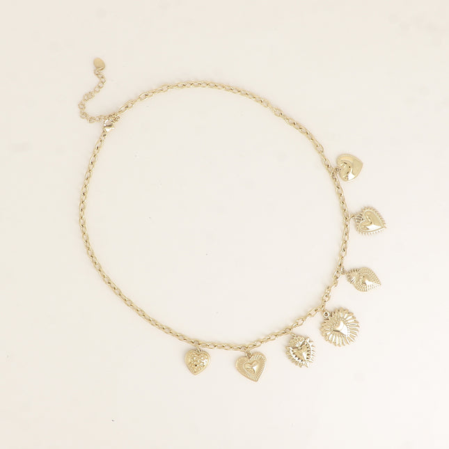 Collier - breloques coeurs pendants