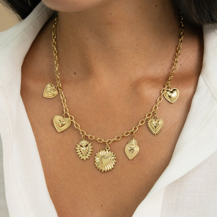 Collier - breloques coeurs pendants