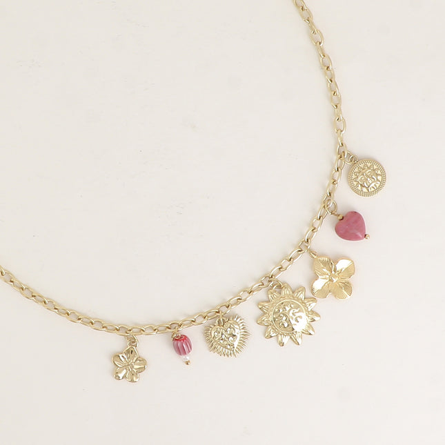 Collier - coeurs, soleils, trèfle, fleur