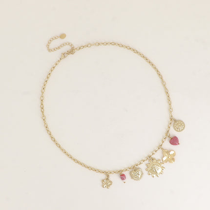 Collier - coeurs, soleils, trèfle, fleur