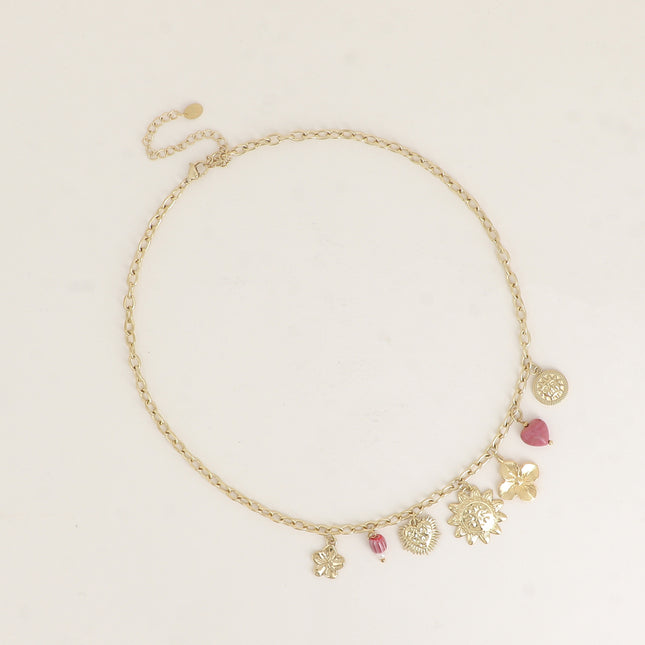 Collier - coeurs, soleils, trèfle, fleur