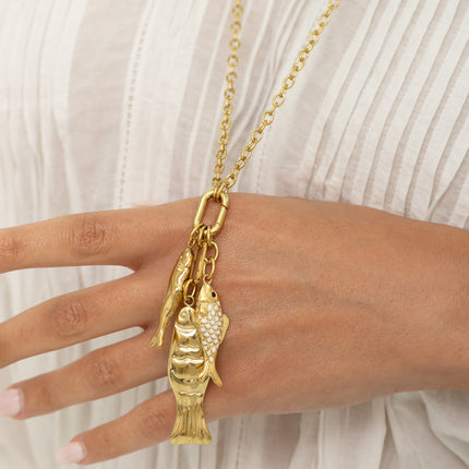 Necklace - lobster clasp and fish charms