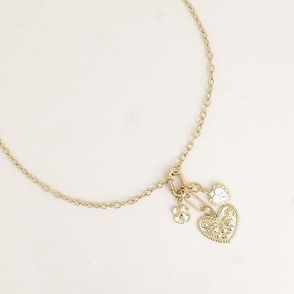 Collier - breloques (coeurs, trèfle)