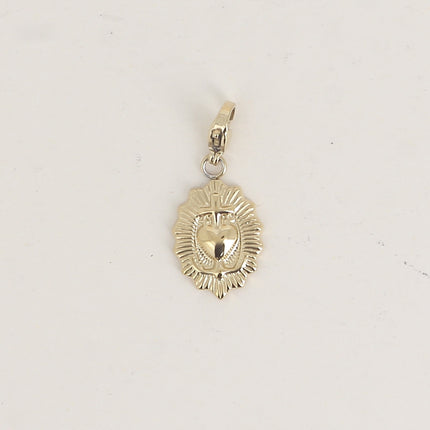 Charm - pièce ovale avec coeur et croix gravés