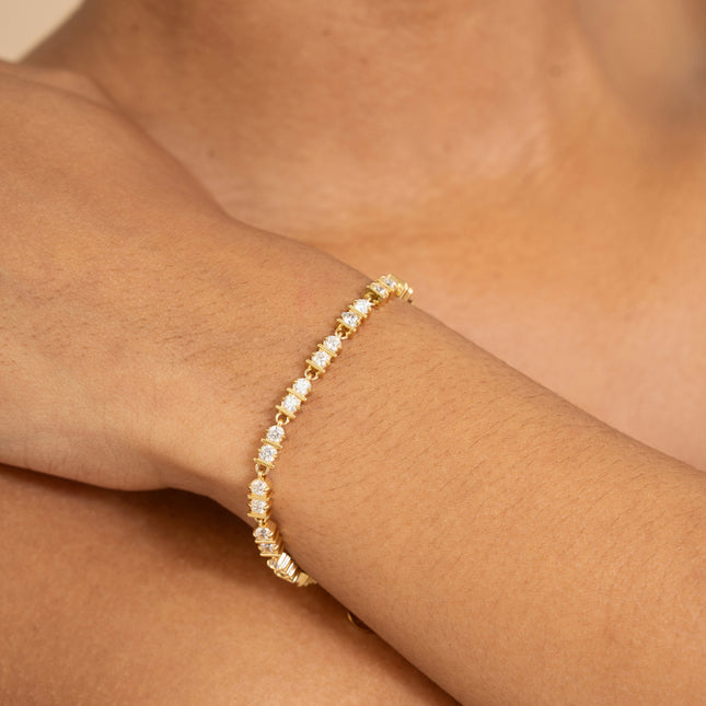 Bracelet - maillons de 2 cristaux et 2 barres