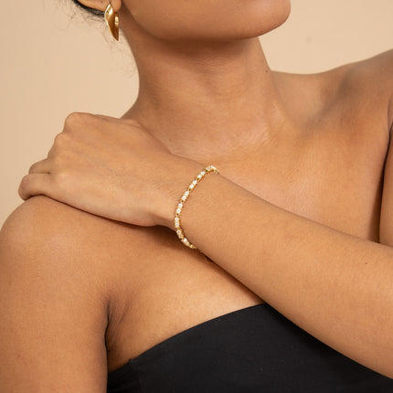 Bracelet - 2 crystal and 2 bar links