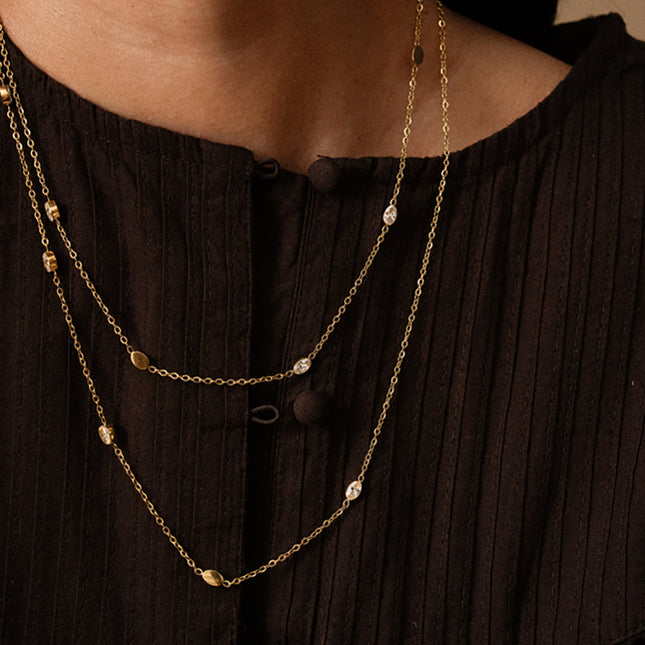 Lariat necklace - oval crystals