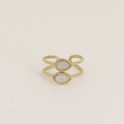 Bague - anneaux effet milgrain et de 2 pierres type oeil de chat