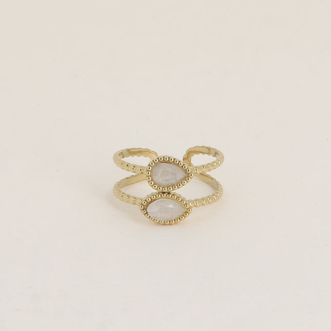 Bague - anneaux effet milgrain et de 2 pierres type oeil de chat