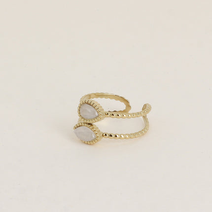 Bague - anneaux effet milgrain et de 2 pierres type oeil de chat
