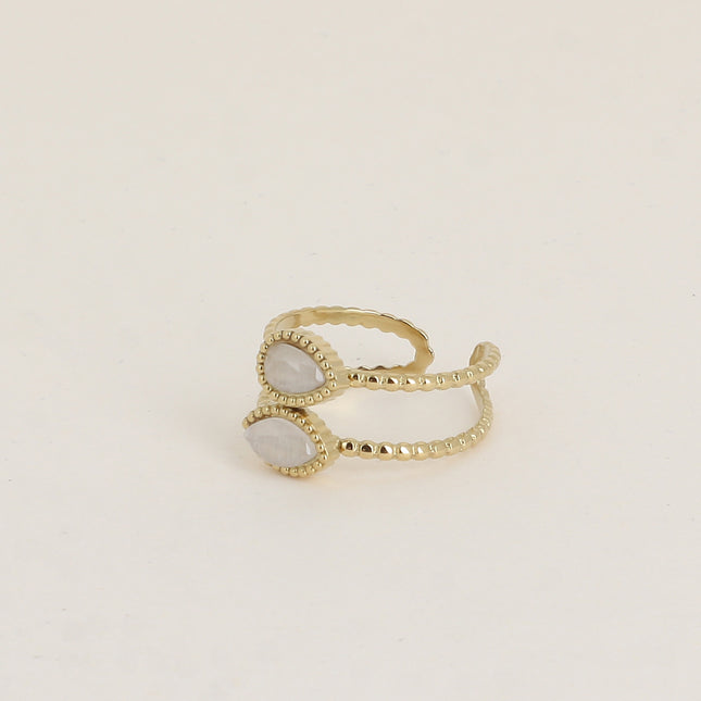 Bague - anneaux effet milgrain et de 2 pierres type oeil de chat