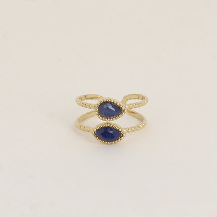 Bague - anneaux effet milgrain et de 2 pierres type oeil de chat