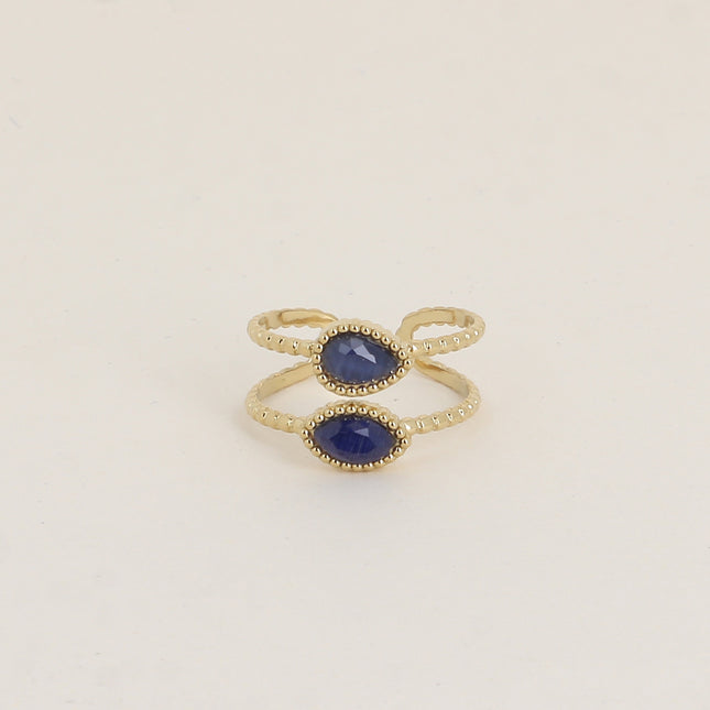 Bague - anneaux effet milgrain et de 2 pierres type oeil de chat