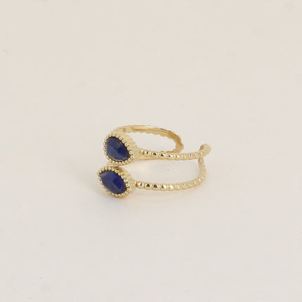 Bague - anneaux effet milgrain et de 2 pierres type oeil de chat
