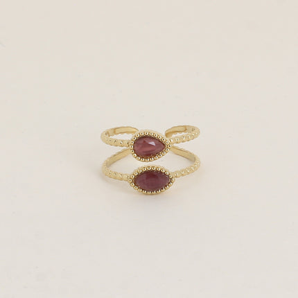 Bague - anneaux effet milgrain et de 2 pierres type oeil de chat