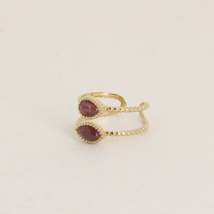 Bague - anneaux effet milgrain et de 2 pierres type oeil de chat