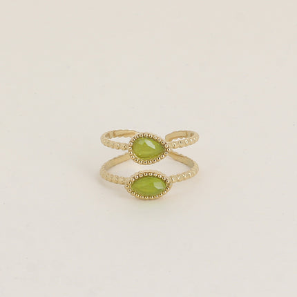 Bague - anneaux effet milgrain et de 2 pierres type oeil de chat