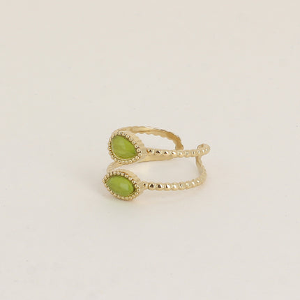 Bague - anneaux effet milgrain et de 2 pierres type oeil de chat