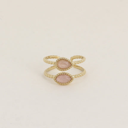 Bague - anneaux effet milgrain et de 2 pierres type oeil de chat
