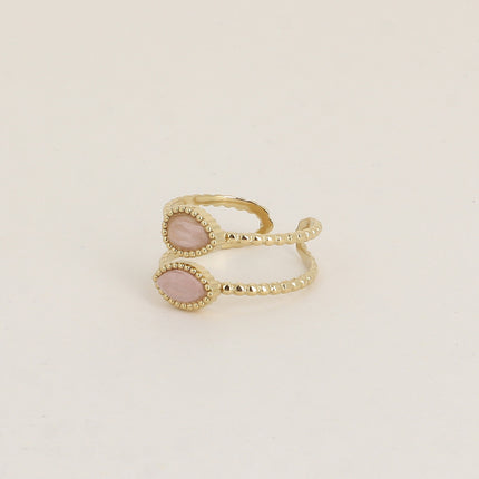 Bague - anneaux effet milgrain et de 2 pierres type oeil de chat