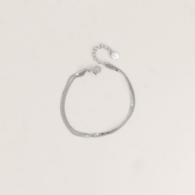 Bracelet - 2 rangs, miroir et fine gourmette