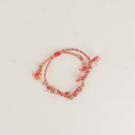 Bracelet sur cordon - perle tube motif floral en émail