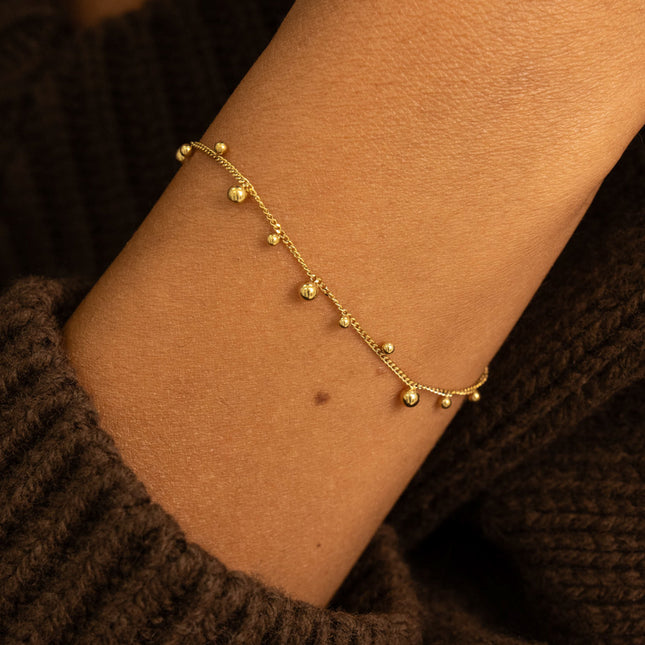 Bracelet - maille gourmette et boules 2 tailles