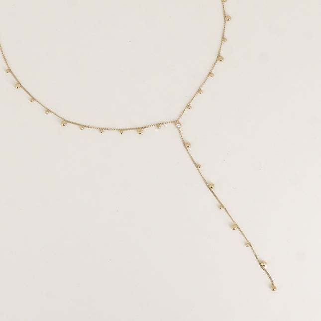 Collier Y - petites boules et oxyde de zirconium
