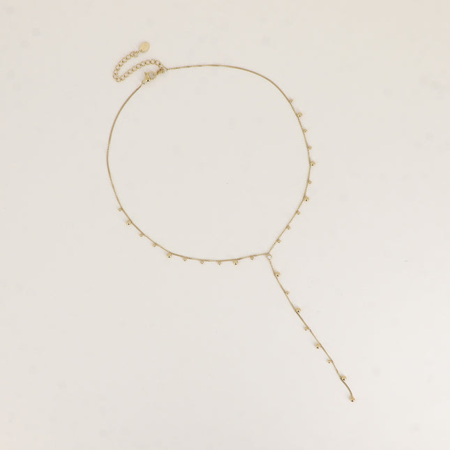 Collier Y - petites boules et oxyde de zirconium