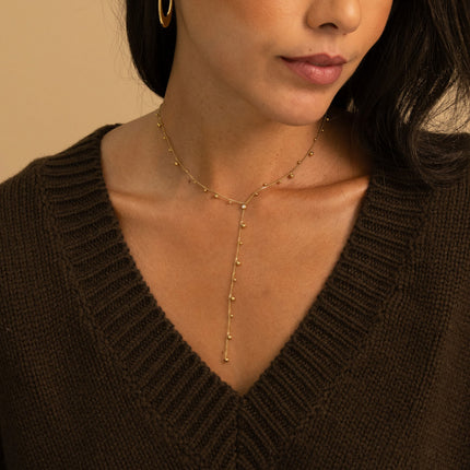 Y necklace - small beads and cubic zirconia