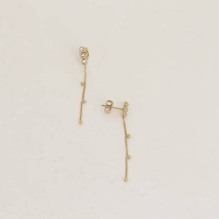Boucles pendantes - 3 oxydes de zirconium, chaîne pendante avec petites boules