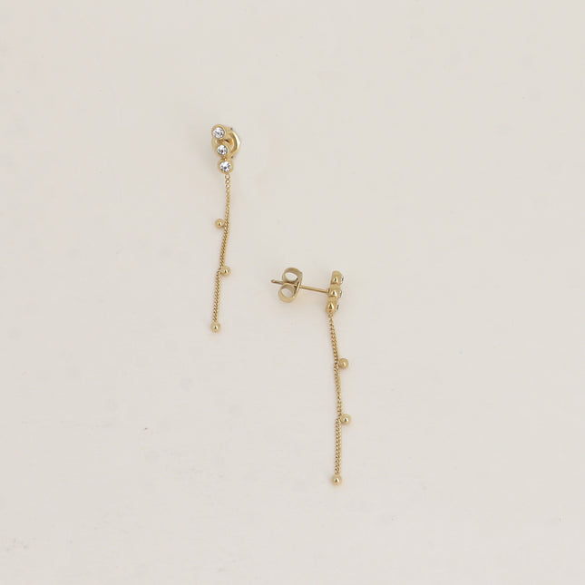 Boucles pendantes - 3 oxydes de zirconium, chaîne pendante avec petites boules