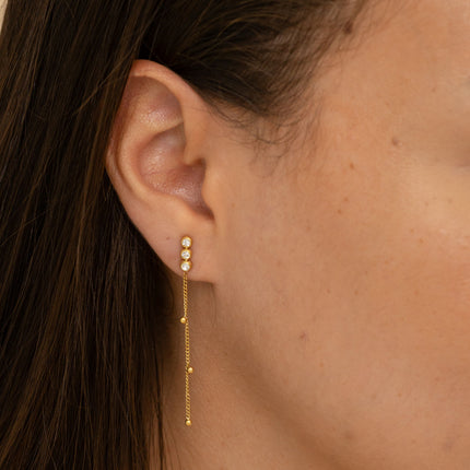 Boucles pendantes - 3 oxydes de zirconium, chaîne pendante avec petites boules