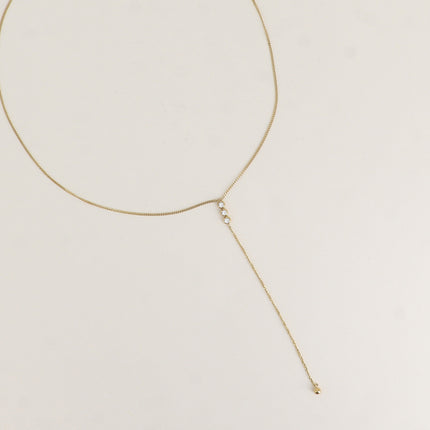 Collier Y - 3 cristaux ronds, chaîne pendante et boule