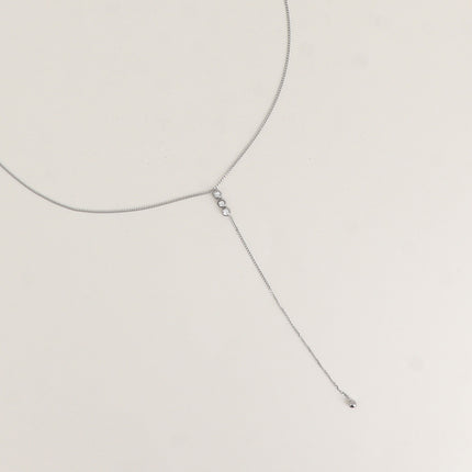 Collier Y - 3 cristaux ronds, chaîne pendante et boule