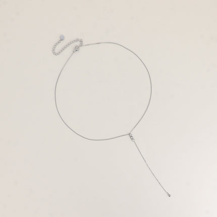 Collier Y - 3 cristaux ronds, chaîne pendante et boule