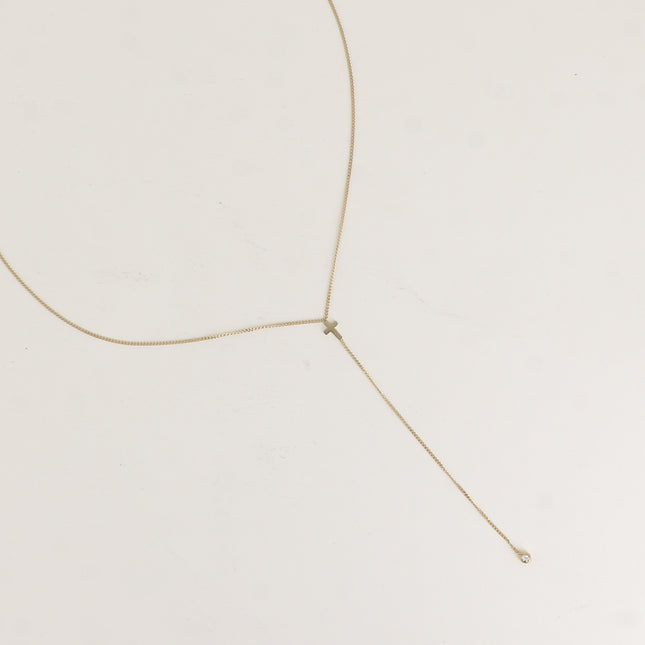 Collier Y - croix religieuse et oxyde de zirconium