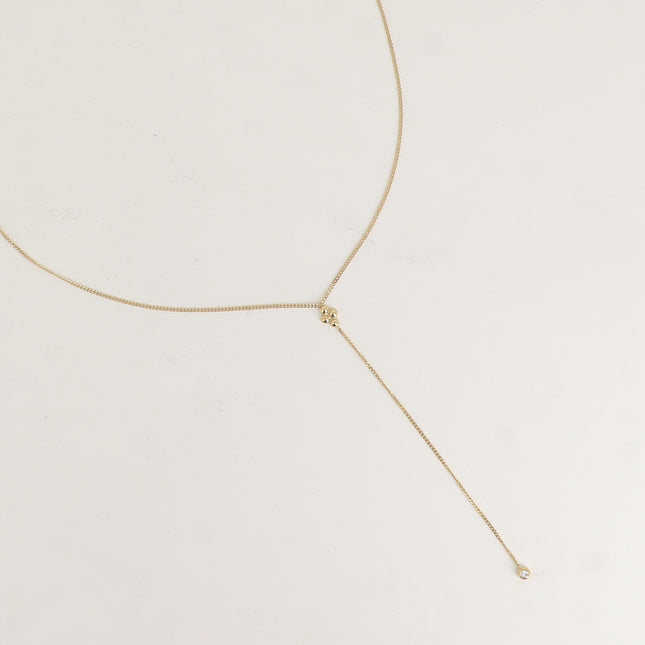 Collier Y - losange de 4 boules et oxyde de zirconium