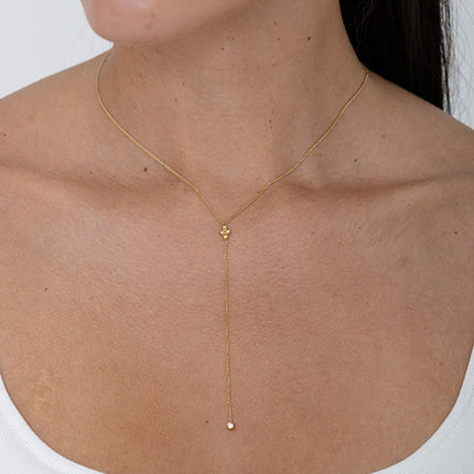 Collier Y - losange de 4 boules et oxyde de zirconium