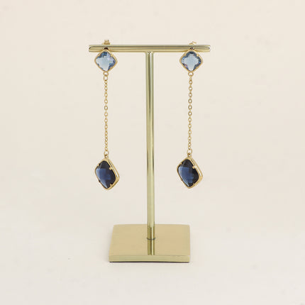 Boucles pendantes - 2 cristaux taillés carrés