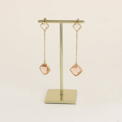 Boucles pendantes - 2 cristaux taillés carrés