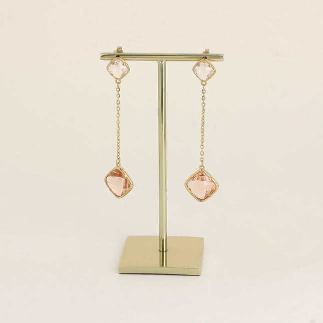 Boucles pendantes - 2 cristaux taillés carrés