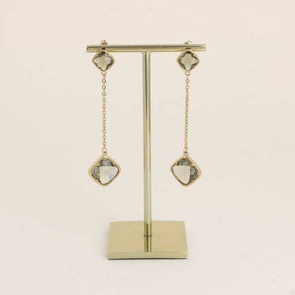 Boucles pendantes - 2 cristaux taillés carrés