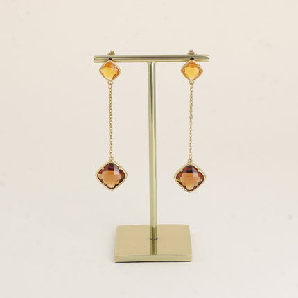 Boucles pendantes - 2 cristaux taillés carrés